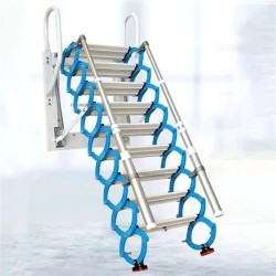 heyarun Space-Saving Wall Mounted Folding Metal Ladder - Ideal for Attics and Lofts